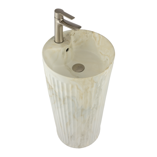 Fine Fixtures Brookstone 14" Round Pedestal with Integrated Sink - Light Marble - BR14LM