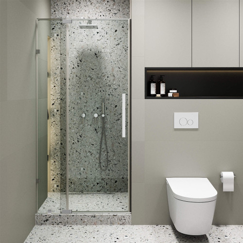 Fine Fixtures Frameless Adjustable Shower Door - 54" x 74", Polished Chrome - SDB54PC