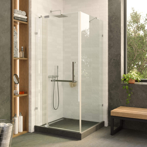 Fine Fixtures Frameless Adjustable Shower Enclosure - 36" x 36" x 74", Polished Chrome - SDK36PC