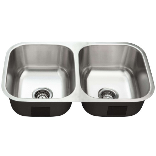 Fine Fixtures 32 1/2" x 18 1/4" x 8 3/4" - 20 Gauge Undermount Double Bowl Stainless Steel Kitchen Sink - S651
