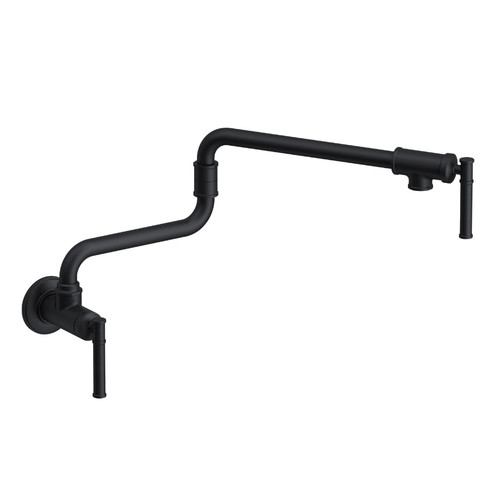 Gerber Montclare Wall Mount Pot Filler Faucet 2.2gpm, Satin Black - D205029BS