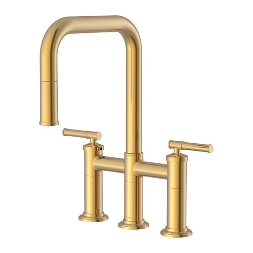 Gerber Montclare Two Handle Bridge Pull-Down Kitchen Faucet 7 Style w/ SnapBack Retraction 1.75gpm, Brushed Bronze - D434629BB