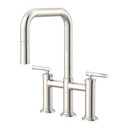 Gerber Montclare Two Handle Bridge Pull-Down Kitchen Faucet 7 Style w/ SnapBack Retraction 1.75gpm, Polished Nickel - D434629PN