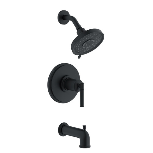 Gerber Montclare Single Handle Tub & Shower Faucet Trim Kit & Treysta Cartridge 1.75gpm, Satin Black - D501029BSTC