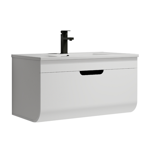 Fine Fixtures Elmont Wall Hung Vanity Cabinet With Sink 32" x 17", White - EM32WH-VE3218W