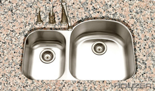 Hamat ENTERPRISE 32 3/16" x 20 1/2" Undermount 70/30 Double Bowl Small Bowl Left Kitchen Sink - Stainless Steel