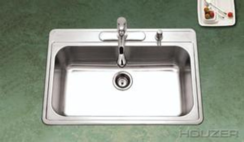 Hamat EDITION 33" X 22" Gourmet Large Single Bowl Top Mount Kitchen Sink - Stainless Steel