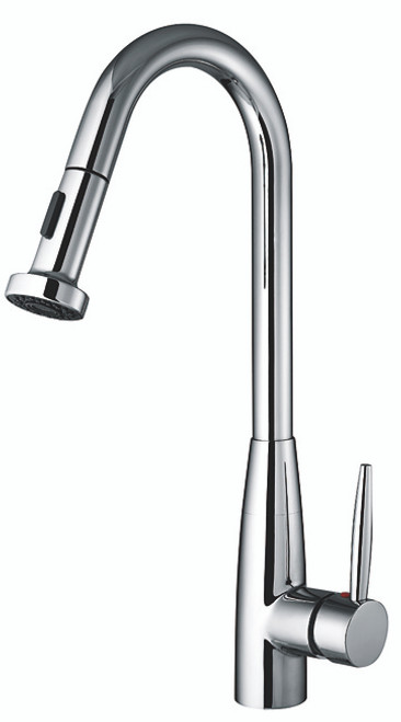 Whitehaus WH2070838 Jem Single Handle Kitchen Faucet with Spiral Spout & Pull-down Spray Head - Chrome