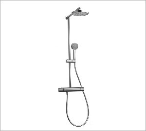 Aquabrass 1/2" Thermostatic Shower Column Faucet with Handshower & Rainfall Showerhead - Brushed Stainless - 52635BSS