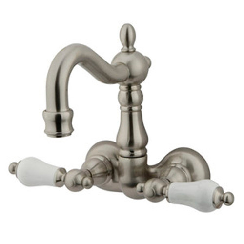 Kingston Brass 3-3/8" Wall Mount Clawfoot Tub Filler Faucet - Satin Nickel CC1075T8