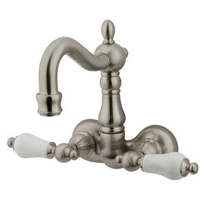 Kingston Brass 3-3/8" Wall Mount Clawfoot Tub Filler Faucet - Brushed Nickel CC1075T8