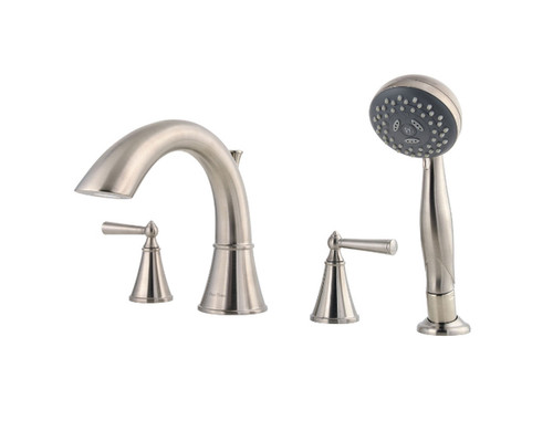 Price Pfister Two Handle Roman Tub Faucet With Handshower Trim Kit - Brushed Nickel - LG6-4GLK