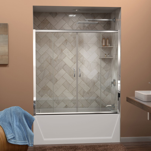 DreamLine VISIONS 56"-60" x 58" Clear Glass Bathtub Door - Chrome Trim - SHDR-1160586