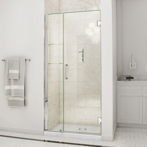 DreamLine UNIDOOR Frameless 38"-39" Adjustable Shower Door with Glass Shelves - Chrome Trim - SHDR-20387210S