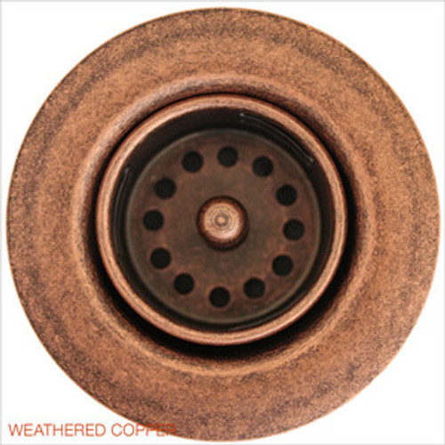 Linkasink D001 WC 1 7/8" Junior Bar or Lav Sink Basket  Strainer & Flange  - Weathered Copper