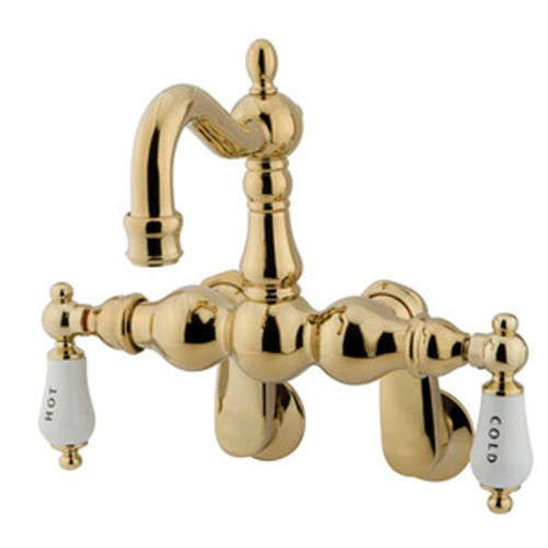 Kingston Brass 3-3/8" - 9" Adjustable Center Wall Mount Clawfoot Tub Filler Faucet - Polished Brass CC1085T2