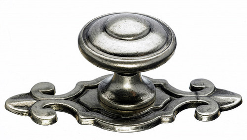 Top Knobs Britannia M464 1 1/4" Canterbury Cabinet Knob with Backplate - Antique Pewter