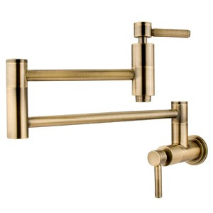 Kingston Brass Wall Mount Pot Filler Kitchen Faucet - Vintage Brass - KS8103DL