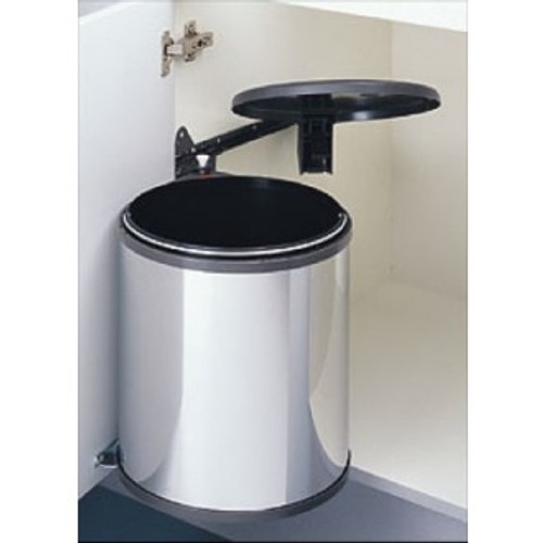 Richelieu 3720140 Under Cabinet Waste Bin with Lid - 5.28 gal. - Chrome Metal