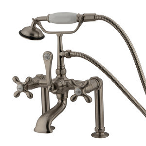 Kingston Brass 7" Deck Mount Clawfoot Tub Filler Faucet with Hand Shower - Brushed Nickel CC109T8