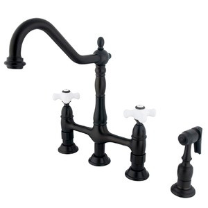 Kingston Brass Two Handle Widespread Kitchen Faucet & Side Spray - Oil Rubbed Bronze KS1275PXBS