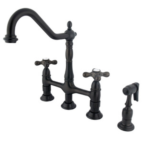 Kingston Brass Two Handle Widespread Kitchen Faucet & Side Spray - Oil Rubbed Bronze KS1275AXBS