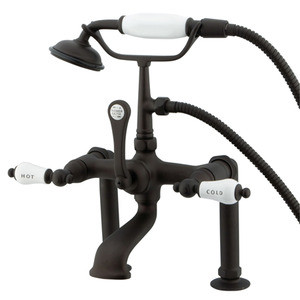 Kingston Brass 7" Deck Mount Clawfoot Tub Filler Faucet with Hand Shower - Oil Rubbed Bronze CC107T5