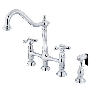 Kingston Brass Two Handle Widespread Kitchen Faucet & Side Spray - Polished Chrome KS1271AXBS
