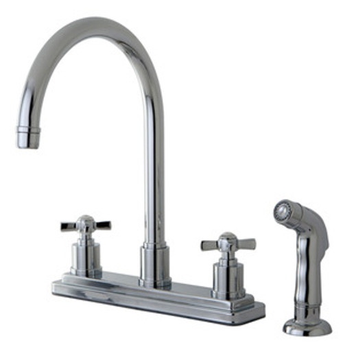 Kingston Brass Two Handle Widespread Kitchen Faucet & Side Spray - Polished Chrome