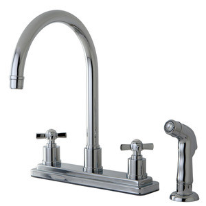 Kingston Brass Two Handle Widespread Kitchen Faucet & Side Spray - Polished Chrome - KS8791ZX
