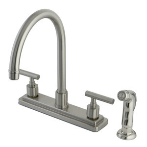 Kingston Brass Two Handle Widespread Kitchen Faucet & Non-Metallic Side Spray - Brushed Nickel KS8798CML