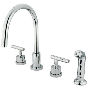 Kingston Brass Two Handle Widespread Kitchen Faucet & Non-Metallic Side Spray - Polished Chrome KS8721CML
