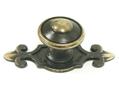 Top Knobs Britannia M28 Canterbury Cabinet Knob 1 1/4" 32mm W / Backplate - Dark Antique Brass