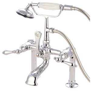 Kingston Brass 7" Deck Mount Clawfoot Tub Filler Faucet with Hand Shower - Polished Chrome - CC104T1