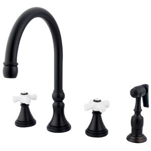 Kingston Brass Two Handle Widespread Kitchen Faucet & Brass Side Spray - Oil Rubbed Bronze KS2795PXBS