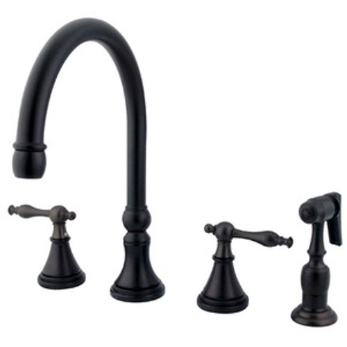 Kingston Brass Two Handle Widespread Kitchen Faucet & Brass Side Spray - Oil Rubbed Bronze KS2795NLBS