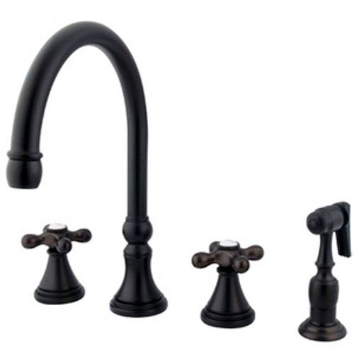 Kingston Brass Two Handle Widespread Kitchen Faucet & Brass Side Spray - Oil Rubbed Bronze KS2795AXBS