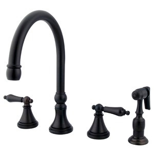 Kingston Brass Two Handle Widespread Kitchen Faucet & Brass Side Spray - Oil Rubbed Bronze KS2795ALBS
