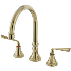 Kingston Brass Two Handle Widespread Kitchen Faucet & Brass Side Spray - Polished Brass KS2792ZLLS