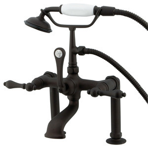 Kingston Brass 7" Deck Mount Clawfoot Tub Filler Faucet with Hand Shower - Oil Rubbed Bronze - CC103T5