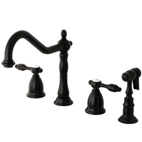 Kingston Brass Two Handle Widespread Kitchen Faucet & Brass Side Spray - Oil Rubbed Bronze KS1795TALBS