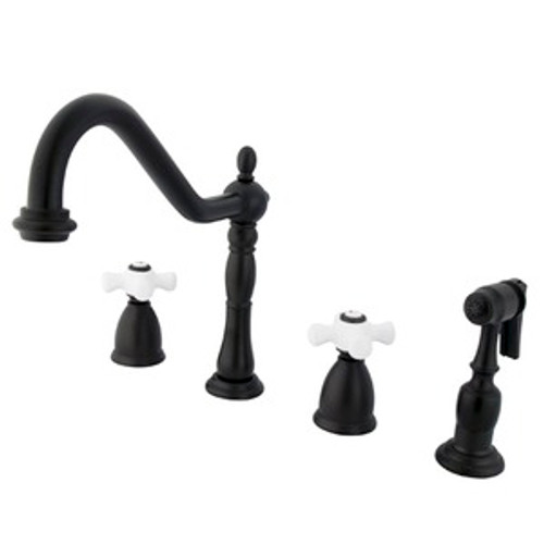 Kingston Brass Two Handle Widespread Kitchen Faucet & Brass Side Spray - Oil Rubbed Bronze KB1795PXBS
