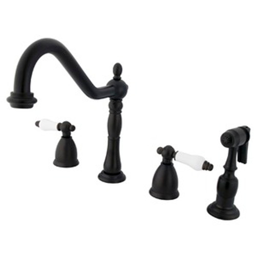 Kingston Brass Two Handle Widespread Kitchen Faucet & Brass Side Spray - Oil Rubbed Bronze KB1795PLBS