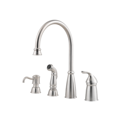 Price Pfister One Handle Kitchen Faucet w/Side Spray & Soap Dispenser - Stainless Steel - GT26-4CBS