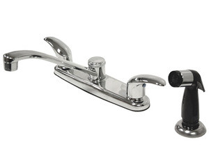 Kingston Brass Two Handle Widespread Kitchen Faucet & Black Side Spray - Polished Chrome - KB6272LL