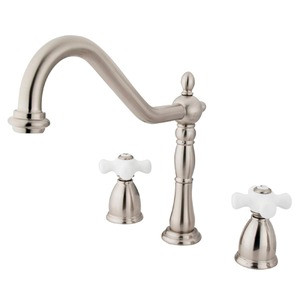 Kingston Brass Two Handle Widespread Kitchen Faucet - Brushed Nickel KB1798PXLS