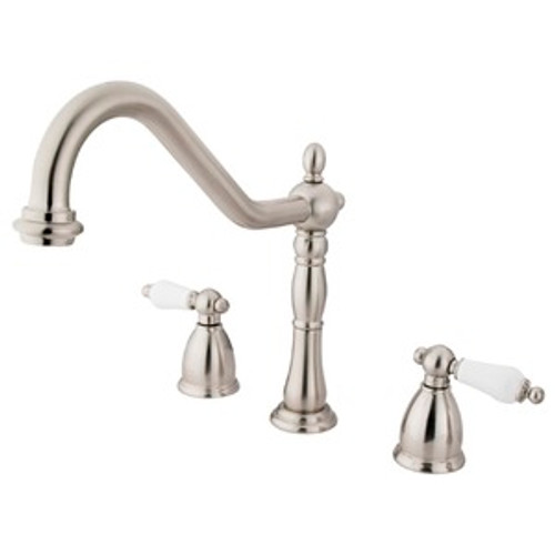 Kingston Brass Two Handle Widespread Kitchen Faucet - Satin Nickel KB1798PLLS