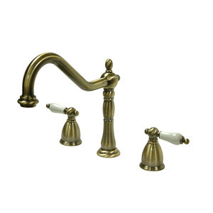 Kingston Brass Two Handle Widespread Kitchen Faucet - Vintage Brass KB1793PLLS