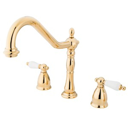 Kingston Brass Two Handle Widespread Kitchen Faucet - Polished Brass KB1792PLLS