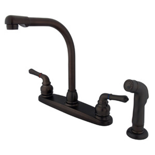 Kingston Brass Two Handle Widespread High Arch Kitchen Faucet & Side Spray - Oil Rubbed Bronze KB755SP